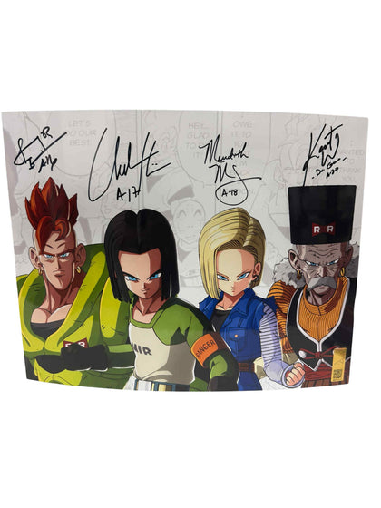 DBZ Androids Cast Quadruple Signed 8x10 Print MAS COA
